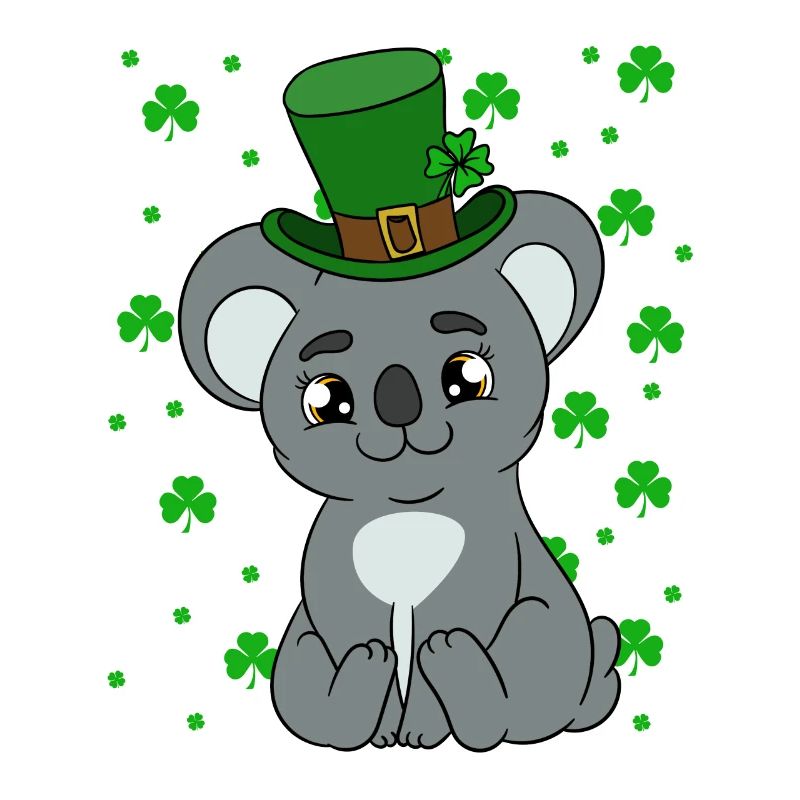 Mignon koala avec chapeau Saint-Patrick