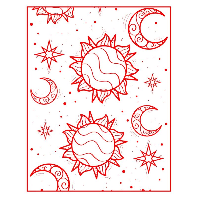 Bohemian Aesthetic Sun and Moon Pattern
