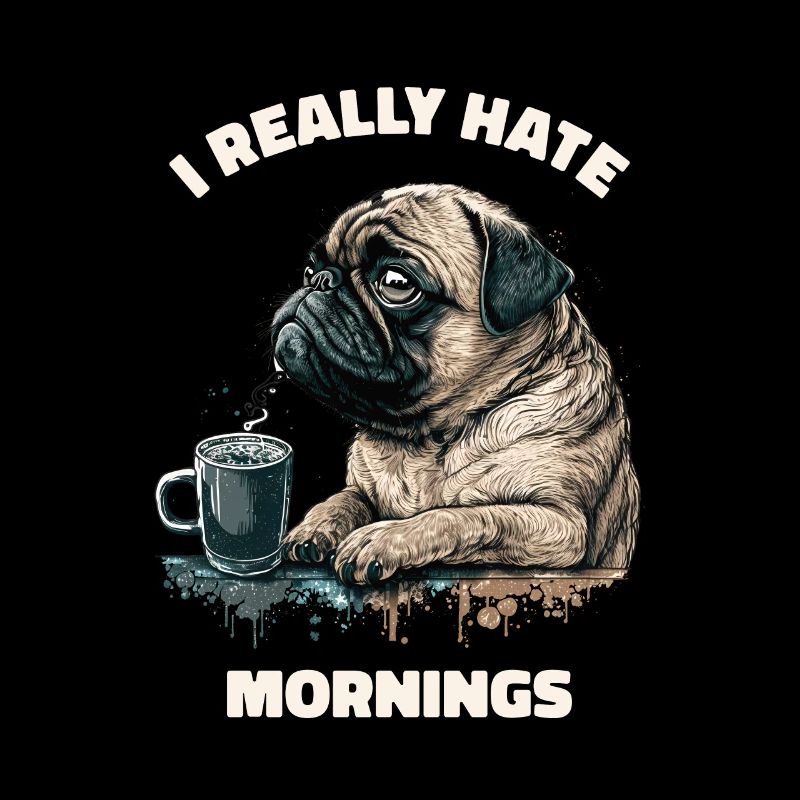 I really hate the morning! Pug Dog -