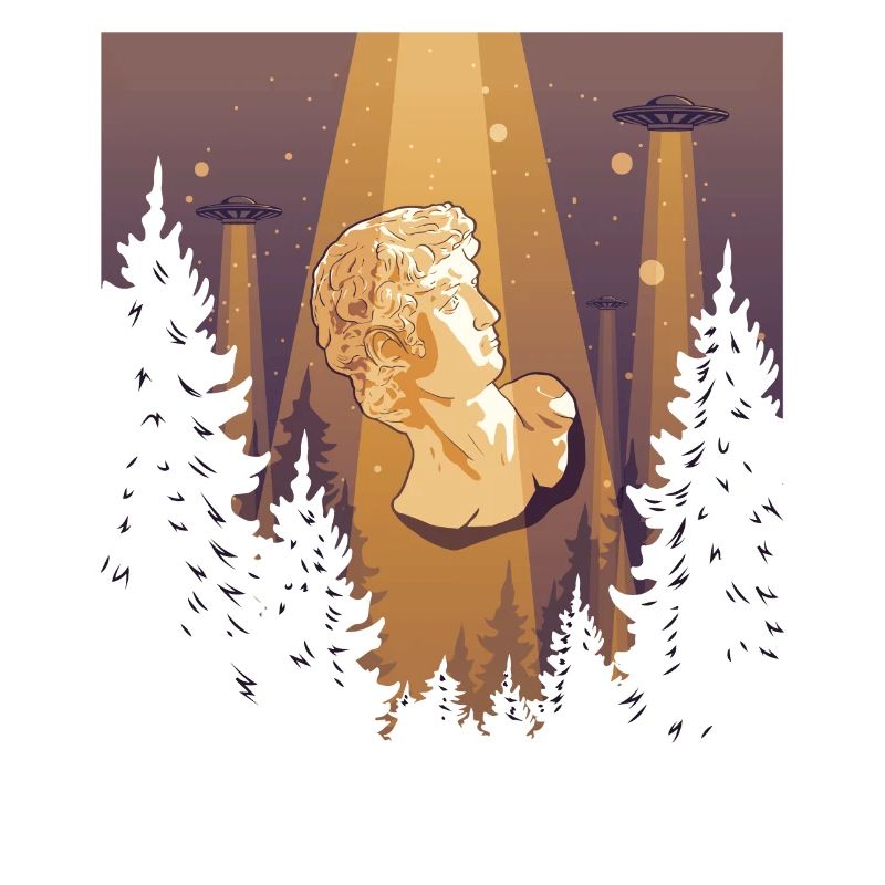 Cryptidcore Esthétique David Statue UFO