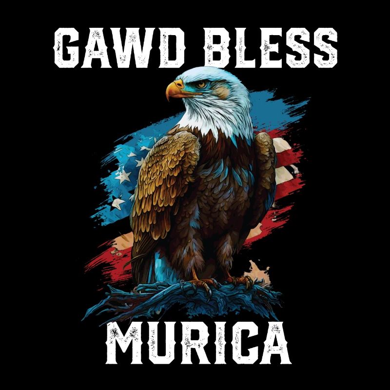 Gawd Bless Murica American Bald Eagle Funny