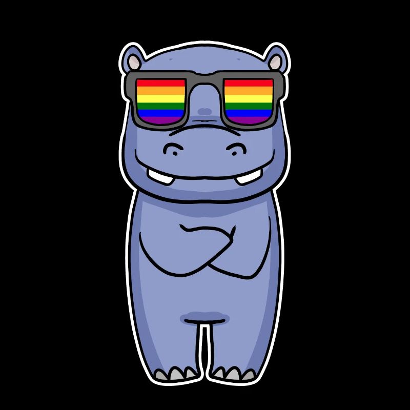 Regenbogen - Nilpferd mit Brille