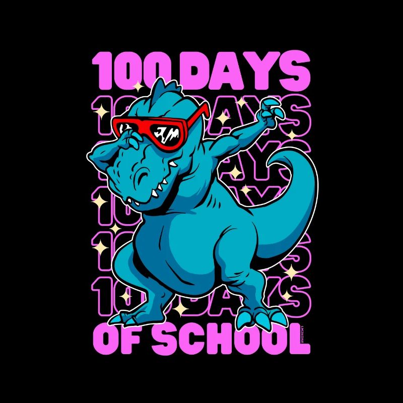 100 Tage Schulen Dinosaurier DAB T-REX Pink