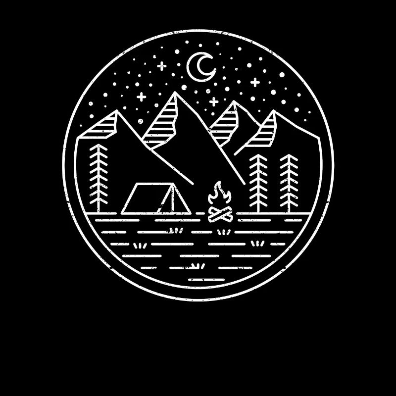 Camper Paradise Mountain Moon Star Fun Camping