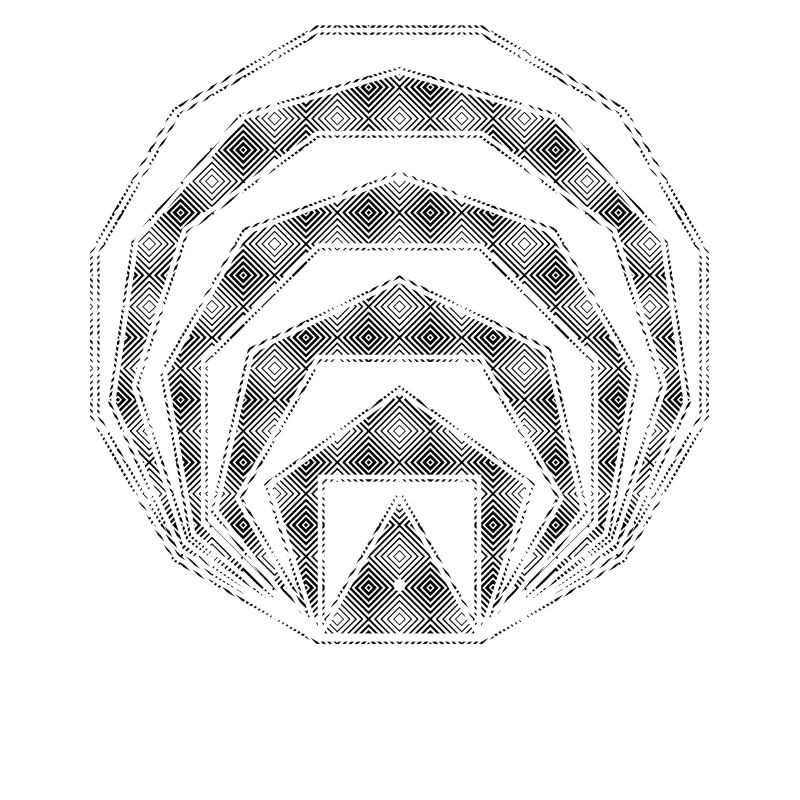 Nested Square Polygons Geometric Art Black