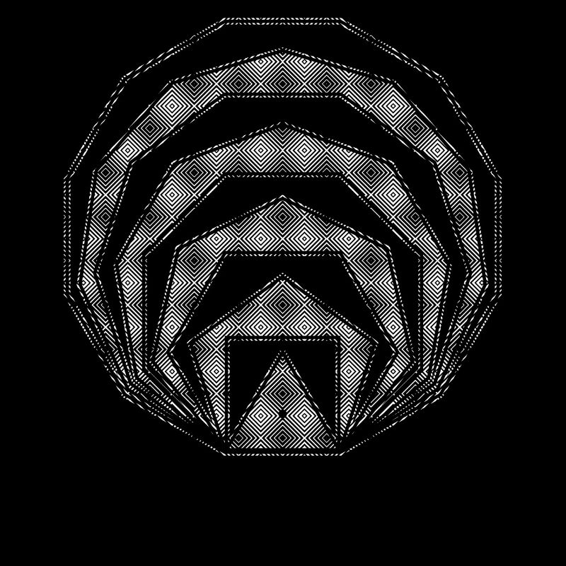 Nested Square Polygons Geometric Art White