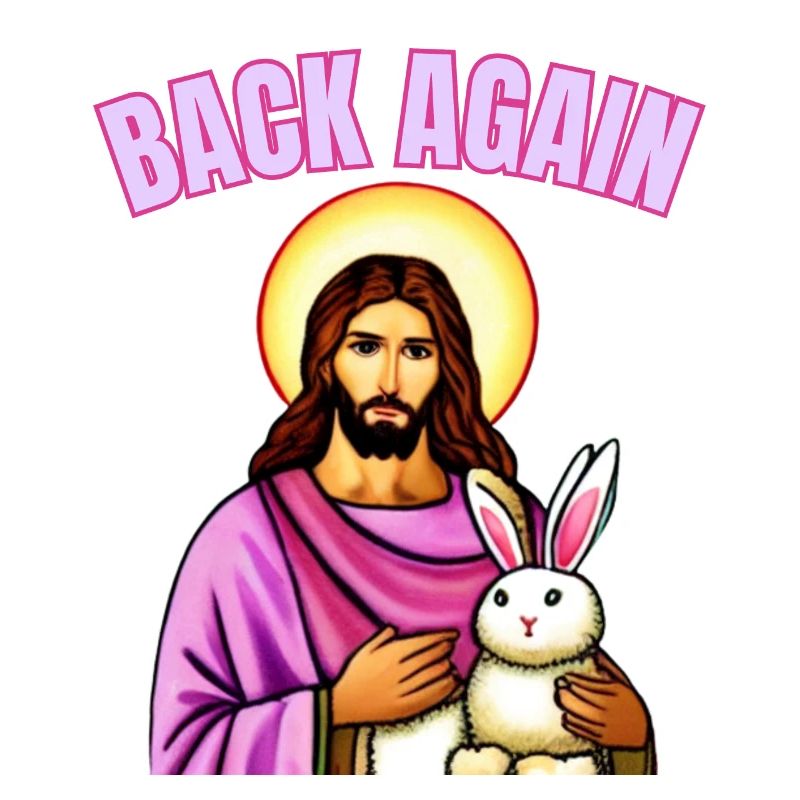 easter bunny with easter egg and jesus