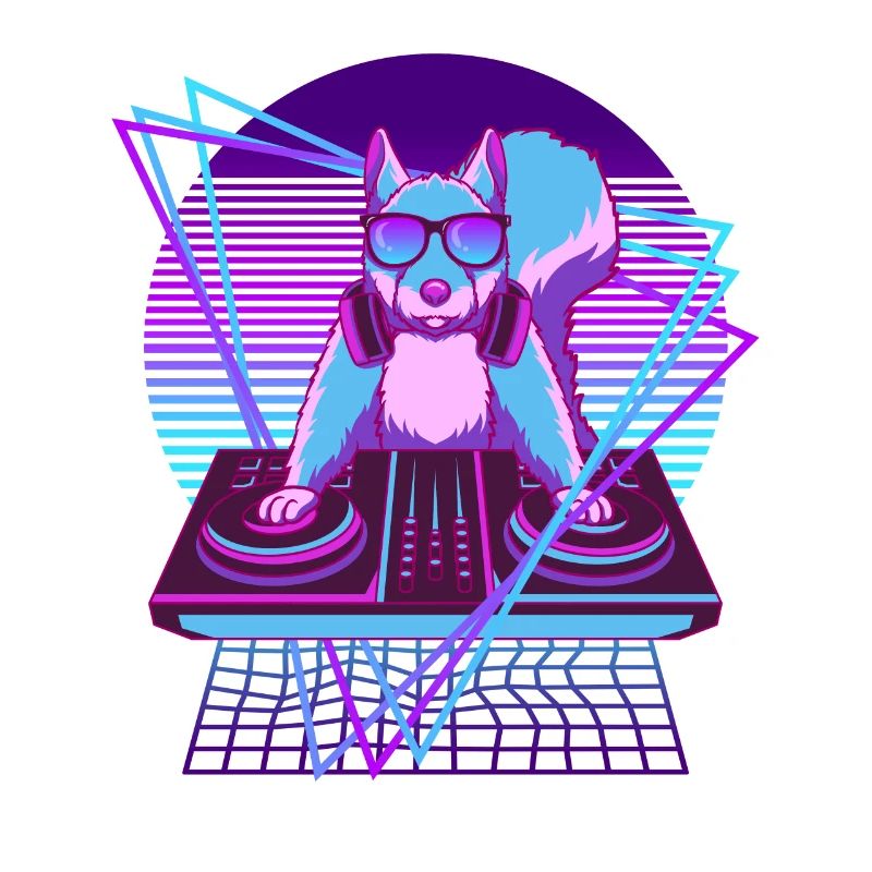 Vaporwave Eichhörnchen DJ Pult Eichhörnchen