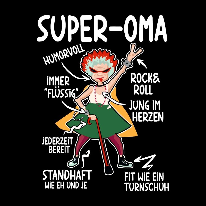 Anatomie eines Super Oma Großmutter Omi