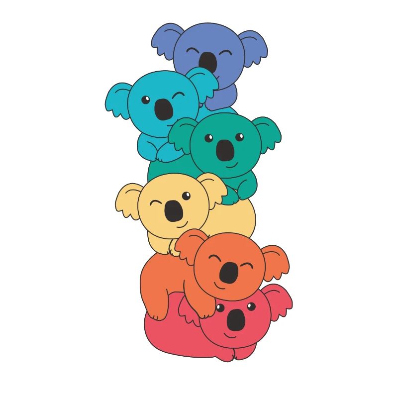 Rainbow Flag Pride LGBTQ Mignon Koala Stack