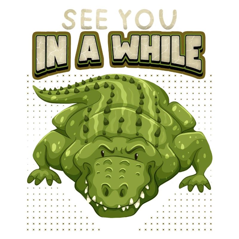 Crocodile Saying, See-You-In-A-While, Comic, Pun