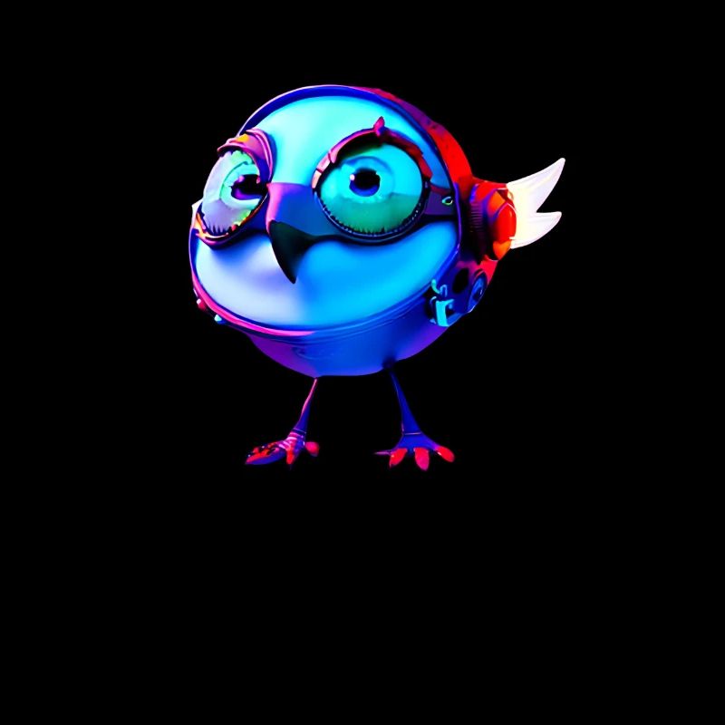 Mignon Chick Poulet Poule Robot Cyborg Bleu