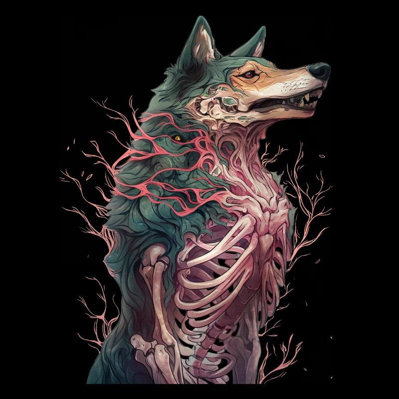 wolf zombie skeleton wolf