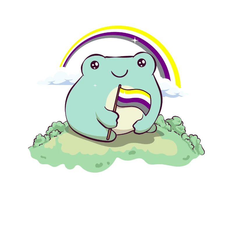 Non-binary Pride Flag Cute Frog Subtle