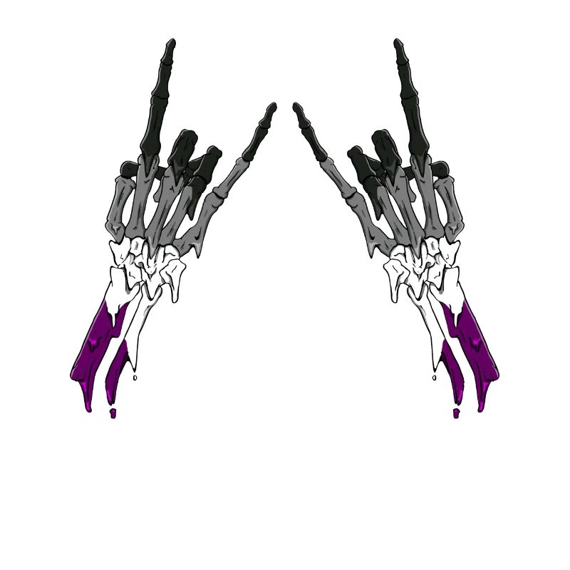 Asexual Pride Ace Flag Devil Horn Skeleton Subtle