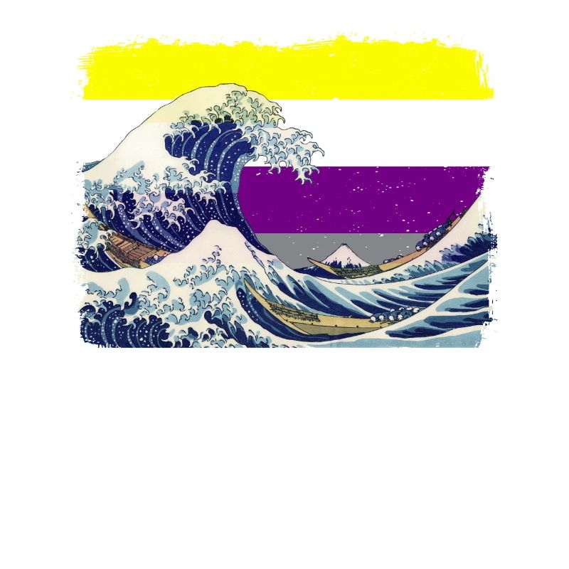 Non-binary Pride Flag Great Wave off Kanagawa