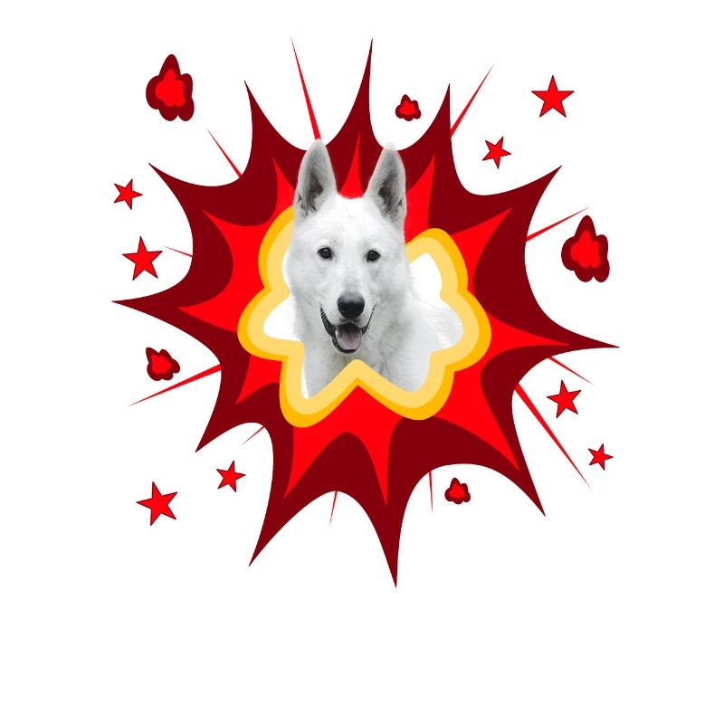 Comic Dog Design - Pow - White Shepherd