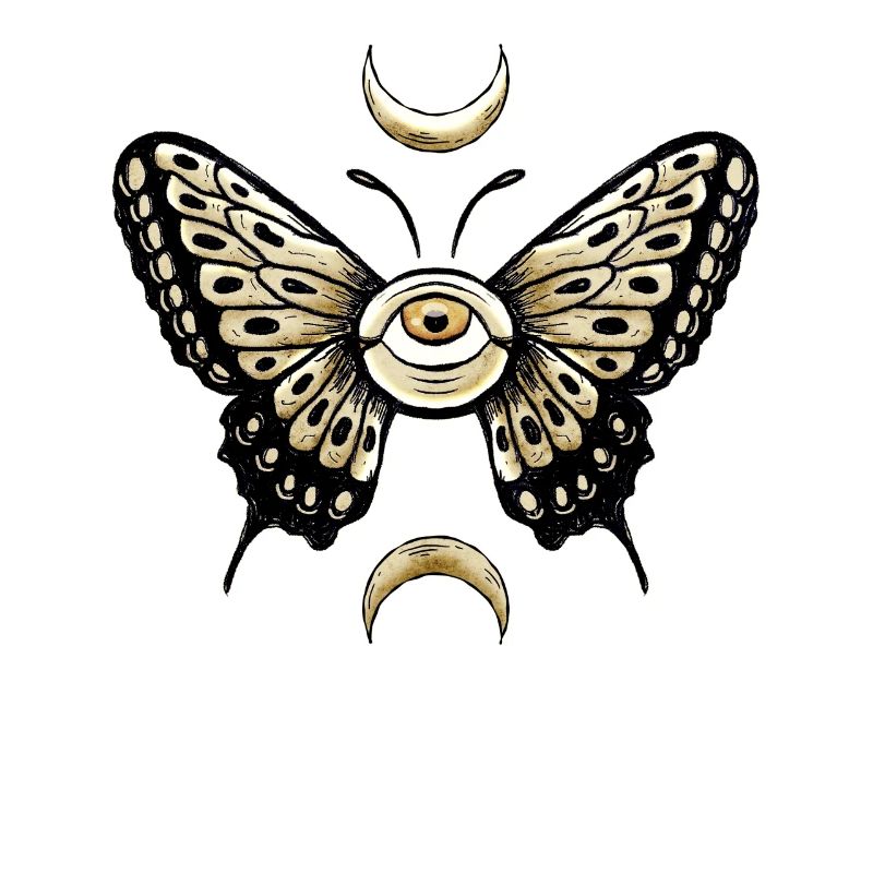 Weirdcore Esthétique Eyeball Butterly Moon Phase
