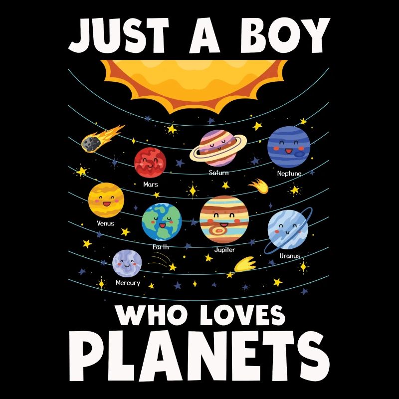Nur ein Junge, der das Sonnensystem der Planeten liebt