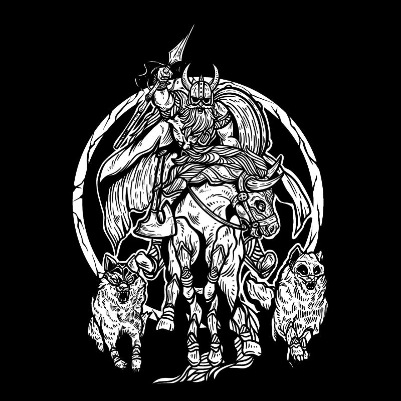 Odin on Sleipnir - Viking Warrior Design