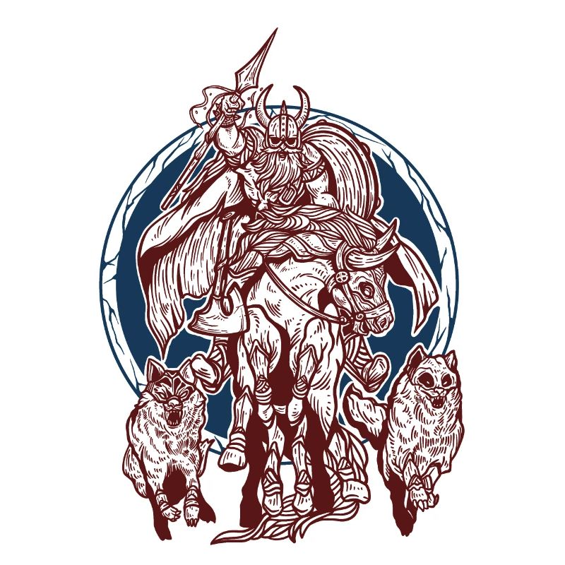 Viking Odin with Sleipnir & Gungnir design