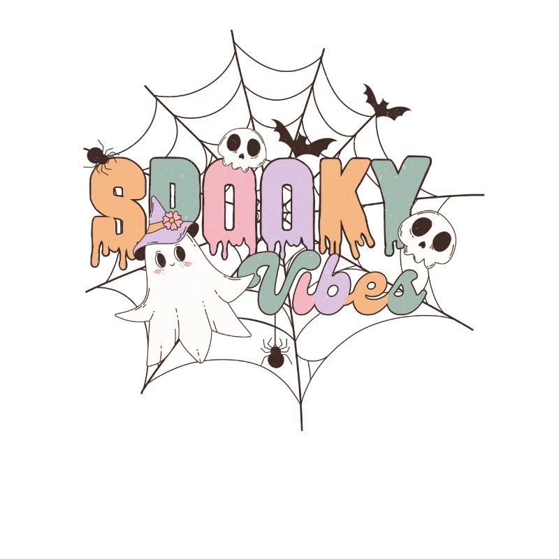 Spooky Vibes: Rétro Halloween Ghost Spider Web
