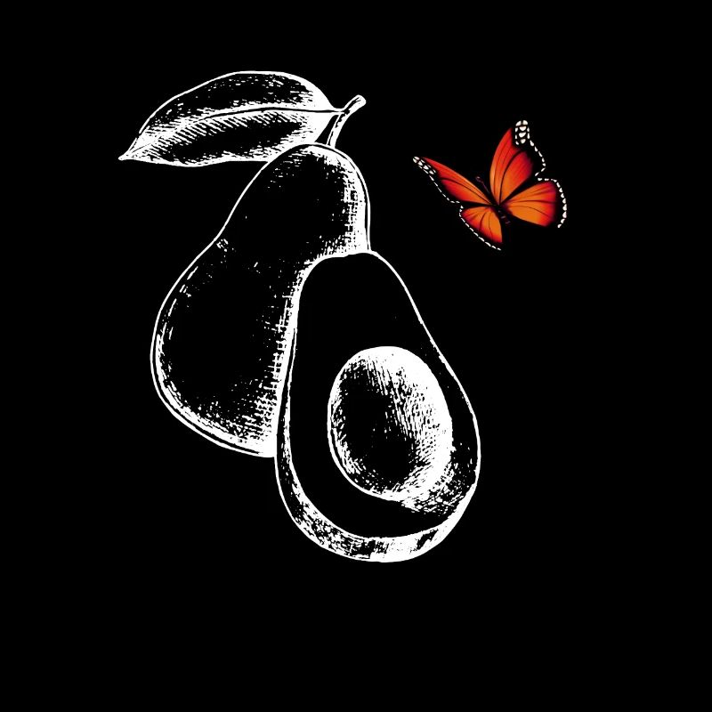 Avocado with butterfly
