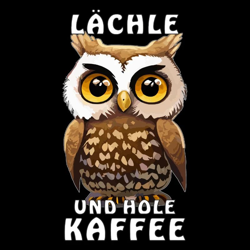 EULE LÄCHLE UND HOLE KAFFEE