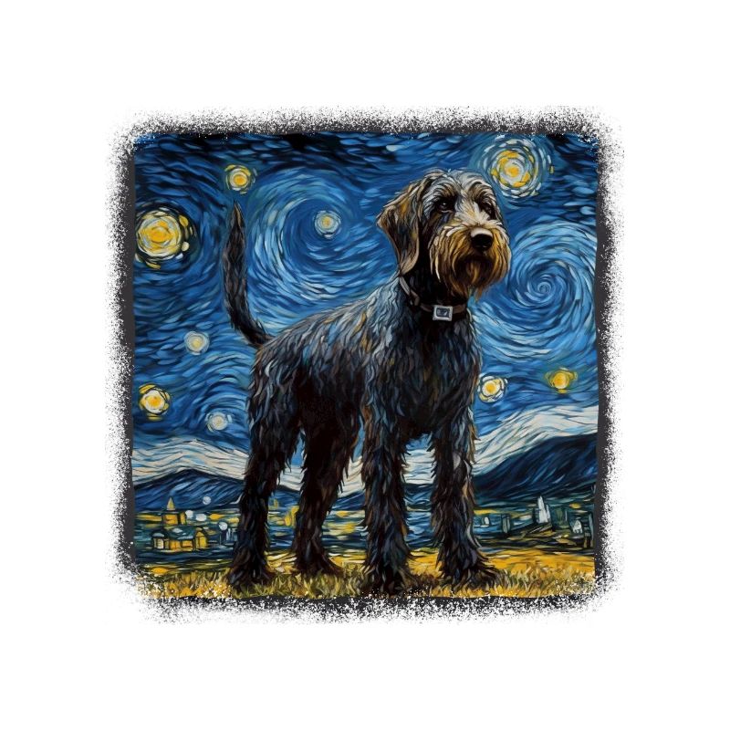 German Wirehaired Pointer Van gogh starry night