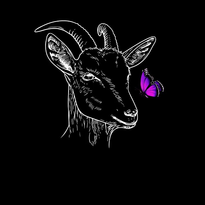 Goat with butterfly