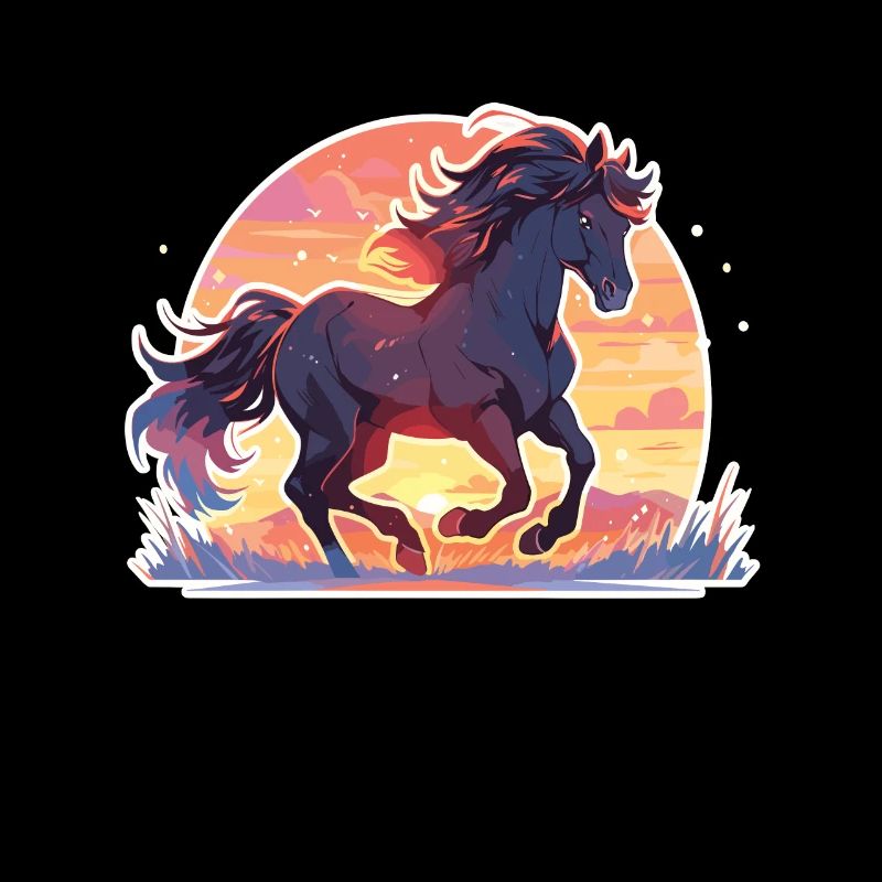 Chevaux, Cheval Noir, Cheval, Coucher De Soleil