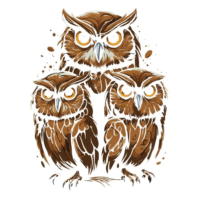 Three owls, one look