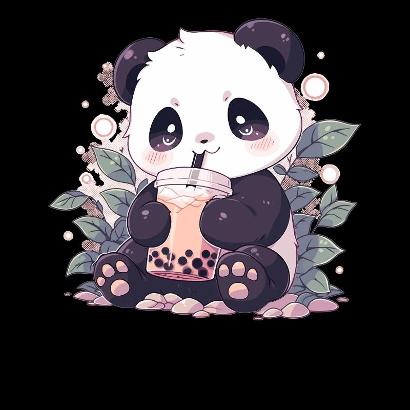 Kawaii Panda Drinks Boba Bubble Tea Chibi