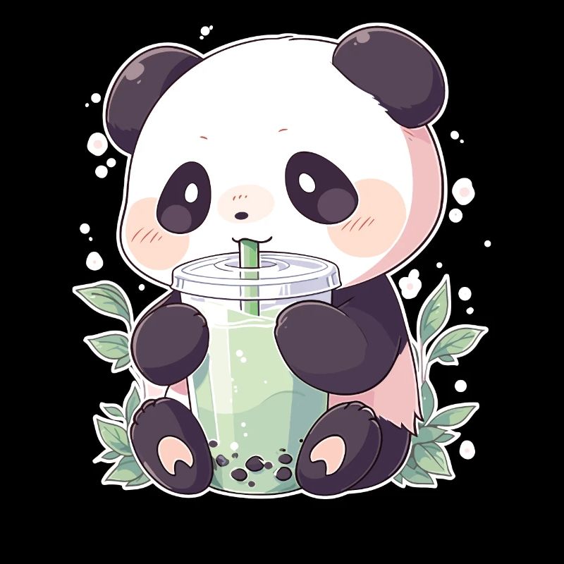 Kawaii Panda Drinks Boba Bubble Tea Chibi