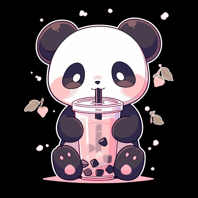Kawaii Panda Drinks Boba Bubble Tea Chibi