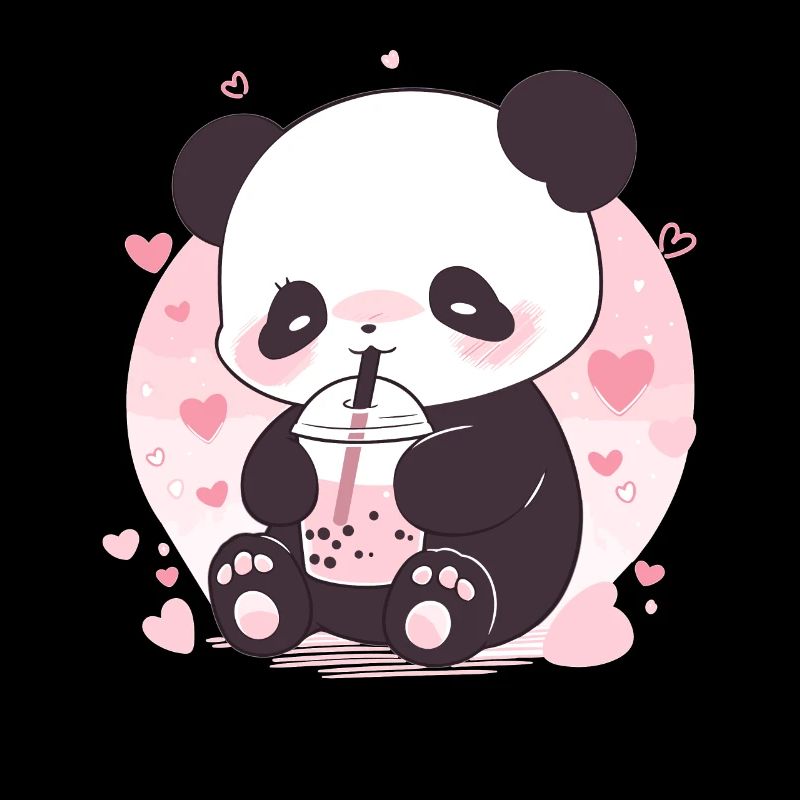 Kawaii Panda Drinks Boba Bubble Tea Chibi