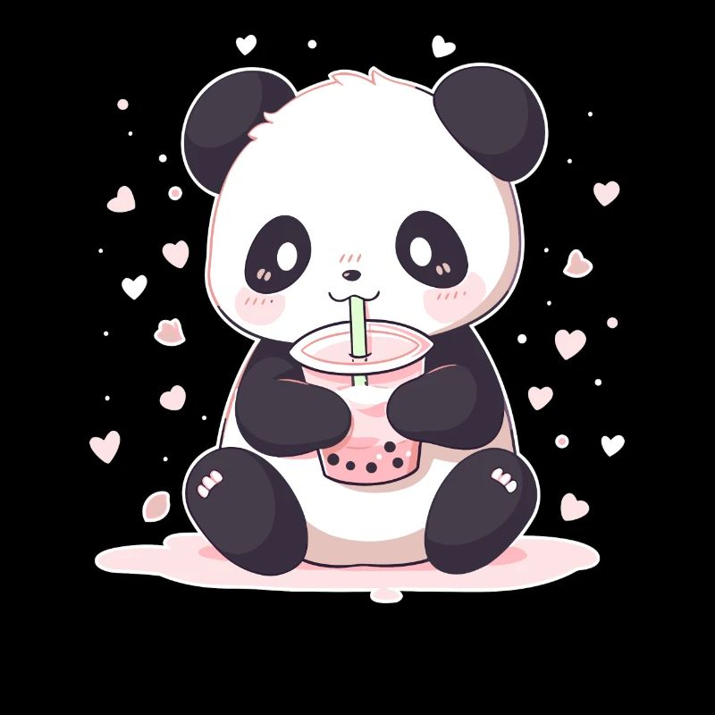 Kawaii Panda Drinks Boba Bubble Tea Chibi