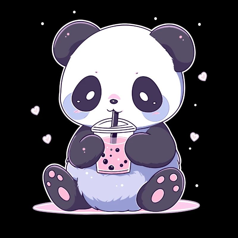 Kawaii Panda Drinks Boba Bubble Tea Chibi