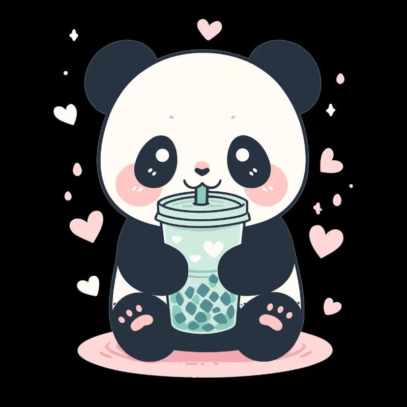Kawaii Panda Drinks Boba Bubble Tea Chibi