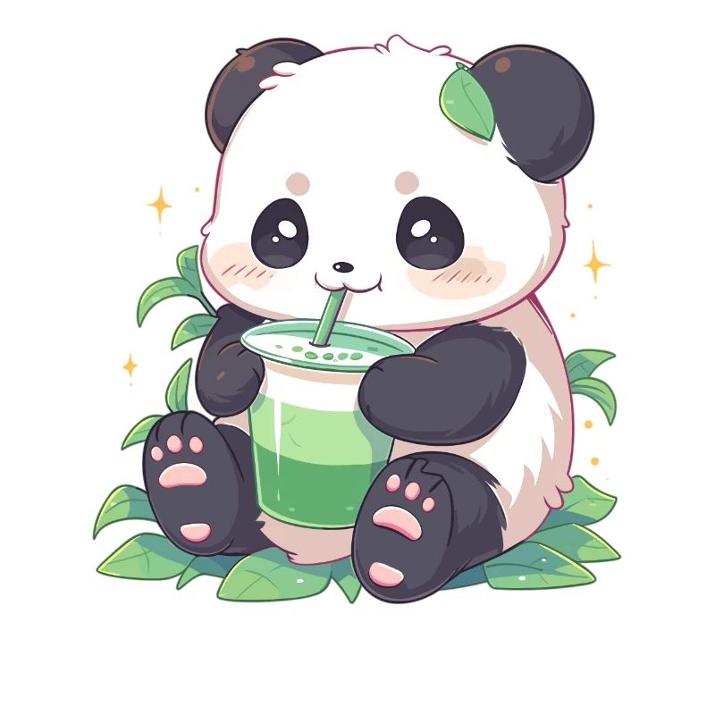 Kawaii Panda Drinks Boba Bubble Tea Chibi