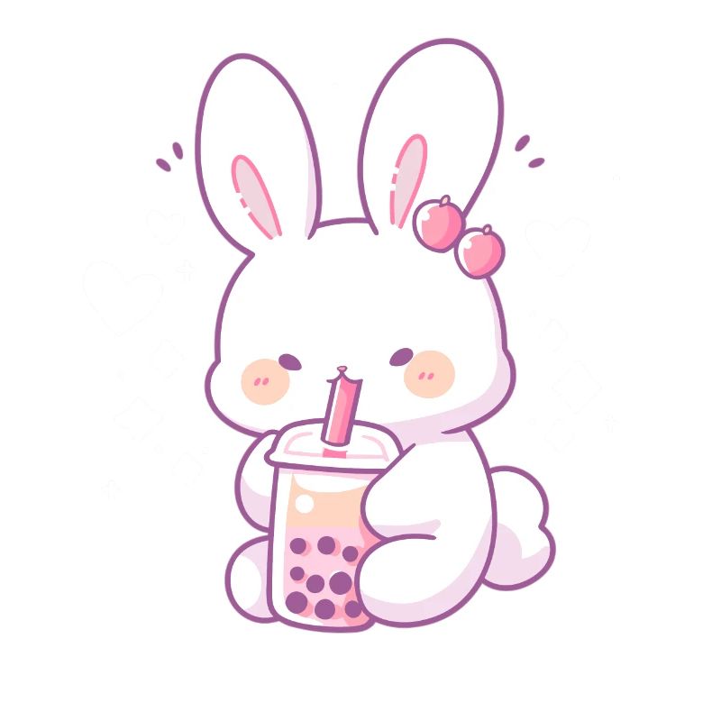 Kawaii Bunny Drinks Boba Bubble Tea Chibi