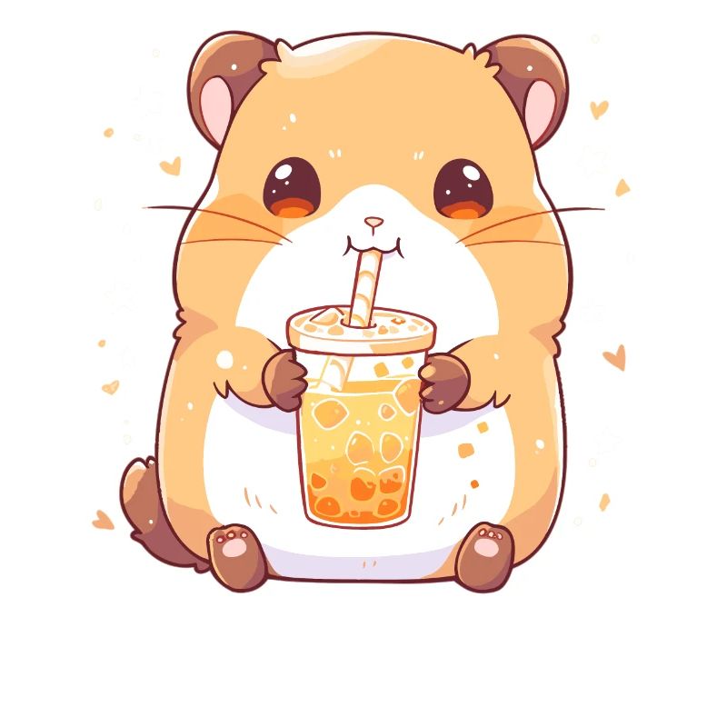 Kawaii Hamster Drinks Boba Bubble Tea Chibi