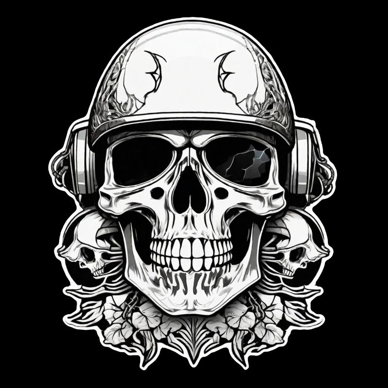 Retro Style Motorcycle - Skull and Skeleton