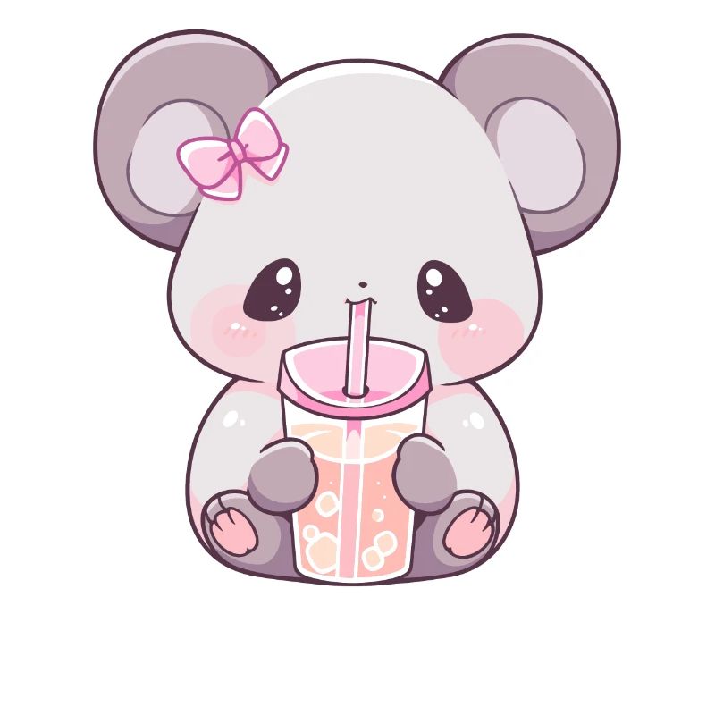 Kawaii Koala Drinks Boba Bubble Tea Chibi
