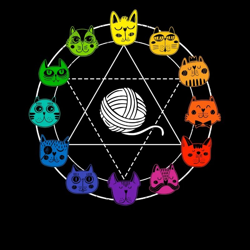 Chemise d’art, roue de couleur d’artiste sur le thème de chat