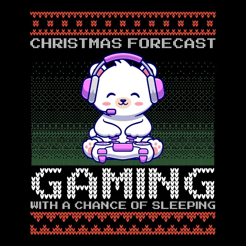 Funny Christmas Forecast Gaming Eisbär Ugly Xmas