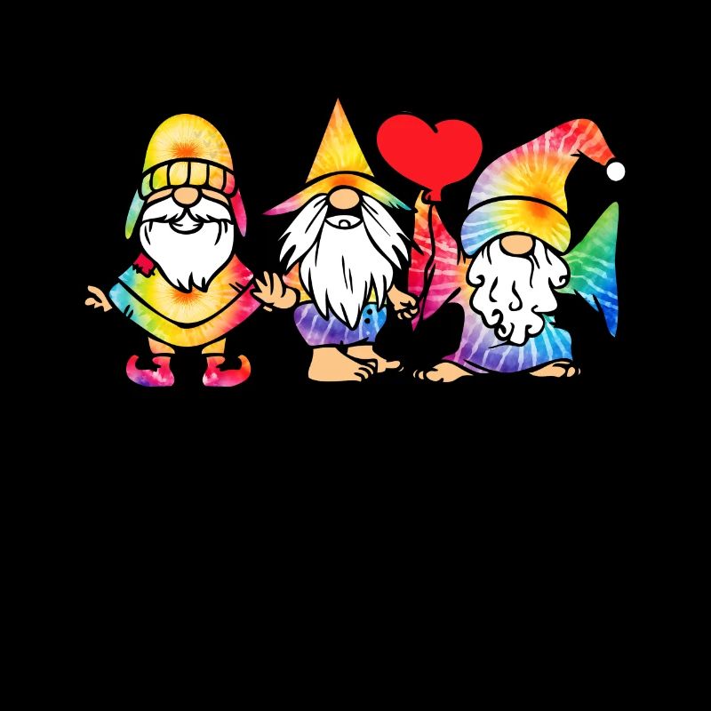 Drei Hippie -Gnomes Groovy Binde Dye Gnomies