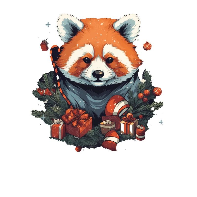 Red Panda with Xmas Elements, Love Pandas