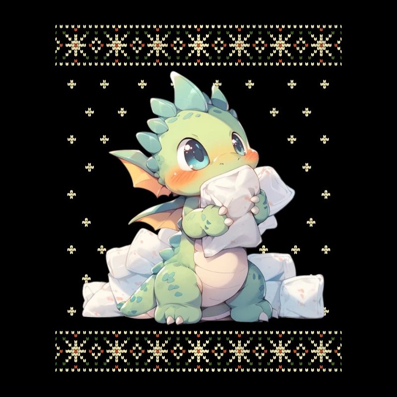Dragon kawaii dans le style pull de Noël moche