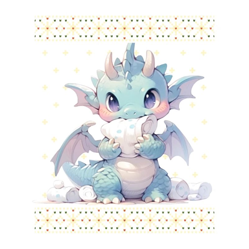 Dragon kawaii dans le style pull de Noël moche